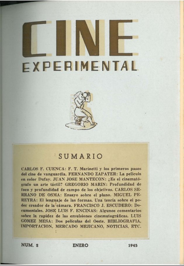 CINE EXPERIMENTAL magazine side cover Issue 2  January 1945