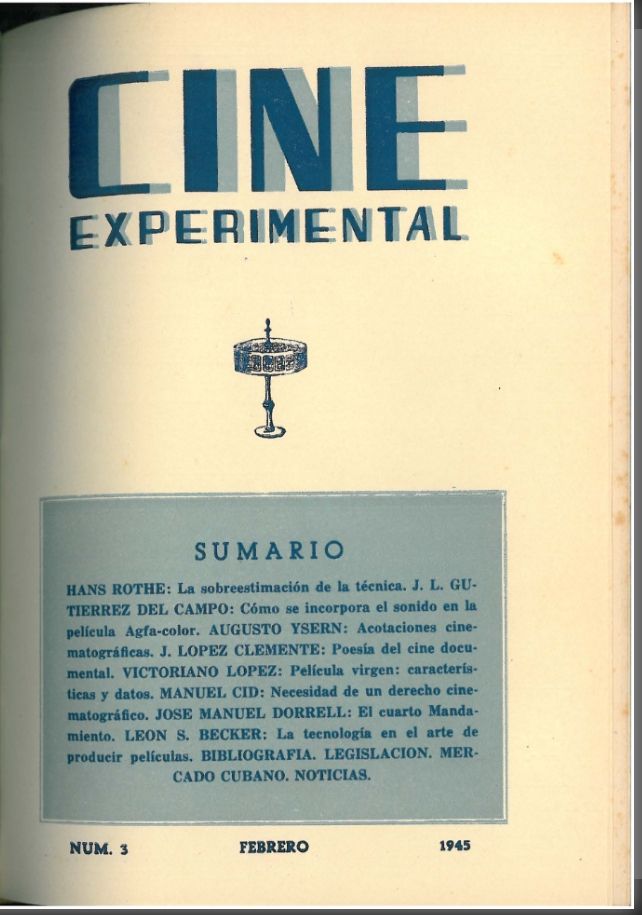 CINE EXPERIMENTAL magazine side cover Issue 3  February 1945
