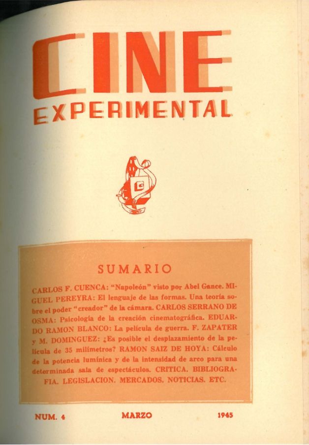 CINE EXPERIMENTAL magazine side cover Issue 4  March 1945