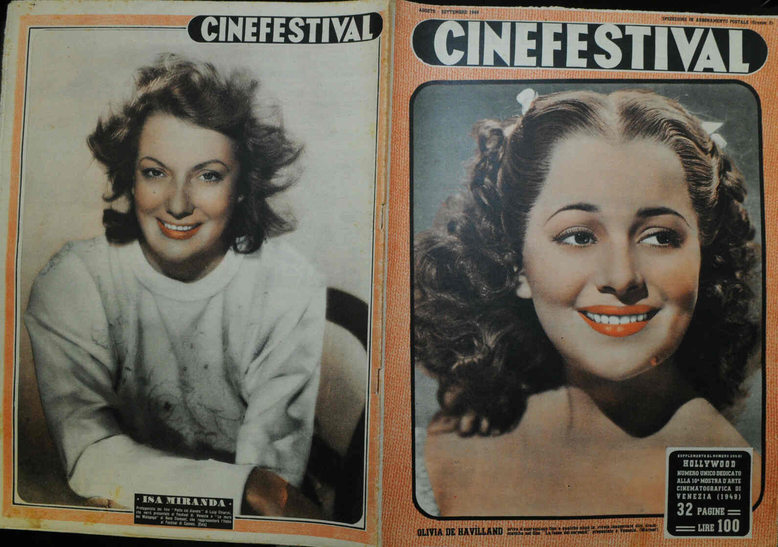 CINEFESTIVAL (ITALY) magazine side cover August/September 1949