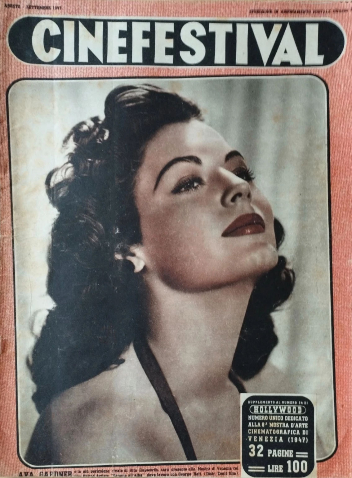 CINEFESTIVAL (ITALY) magazine side cover Issue 34  September 1947