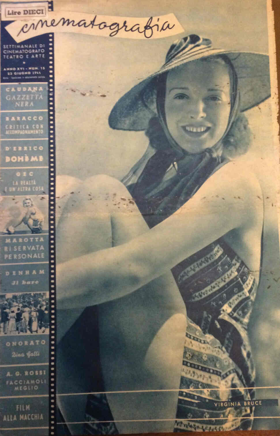 CINEMATOGRAFIA magazine side cover Issue 15 22 June 1944