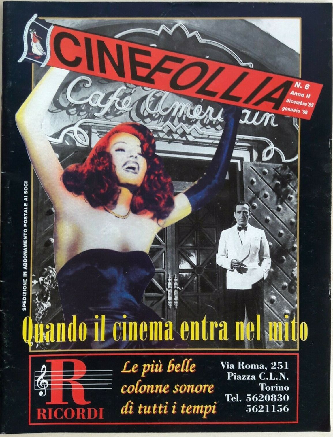 CINEFOLLIA magazine side cover Issue 6 December 1995