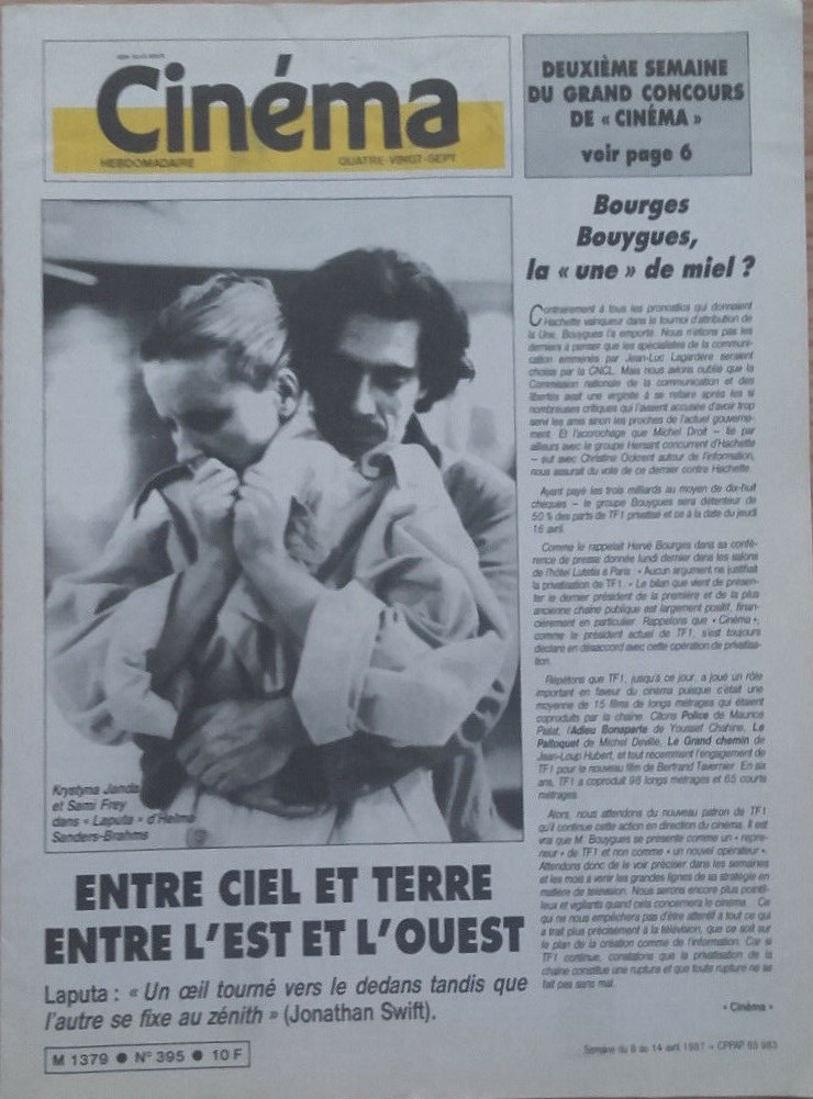 CINEMA HEBDOMADAIRE magazine side cover Issue 395 8 April 1987
