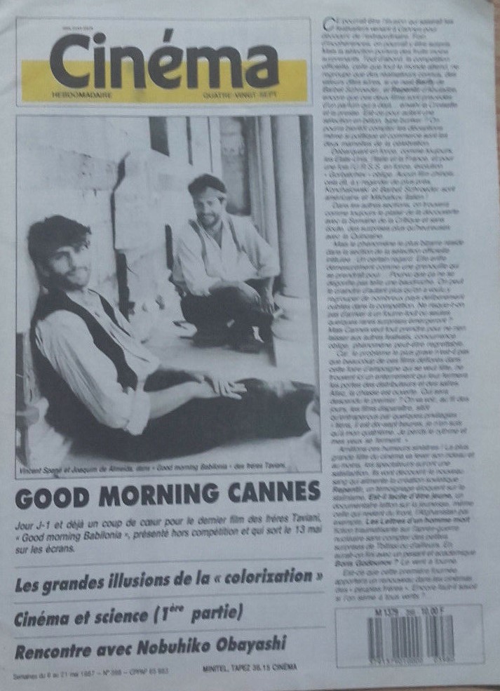 CINEMA HEBDOMADAIRE magazine side cover Issue 398 6 May 1987