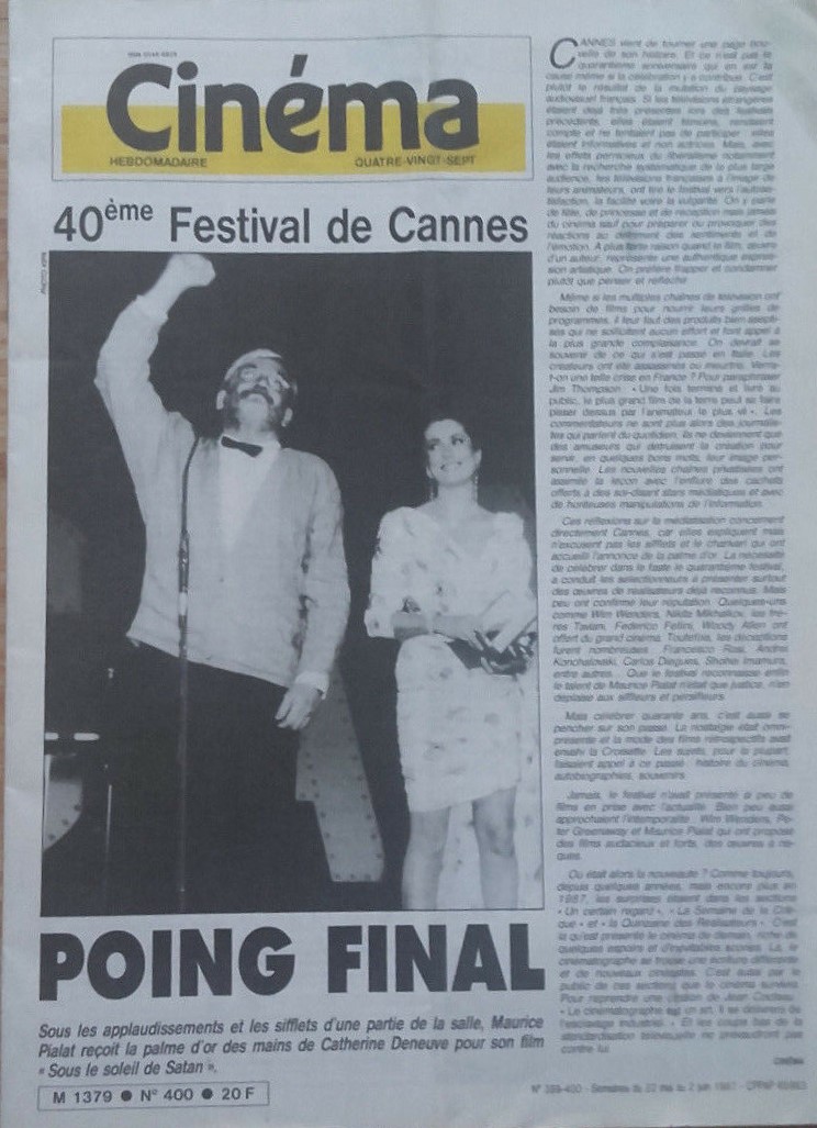 CINEMA HEBDOMADAIRE magazine side cover Issue 400 22 May 1987