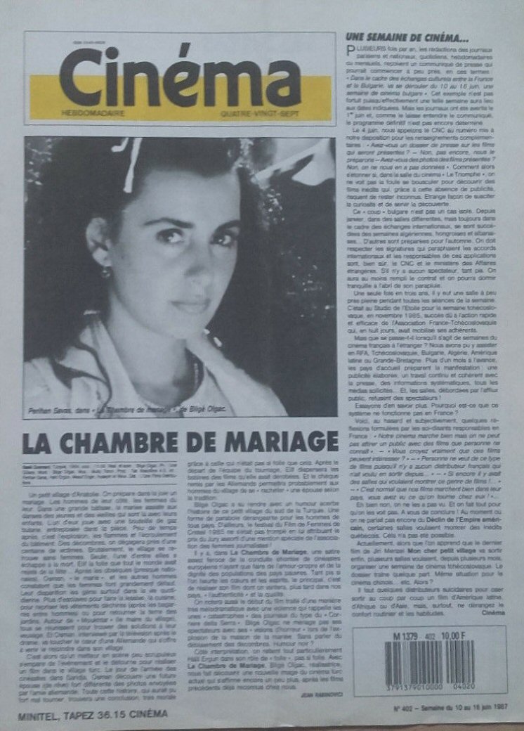 CINEMA HEBDOMADAIRE magazine side cover Issue 402 10 June 1987