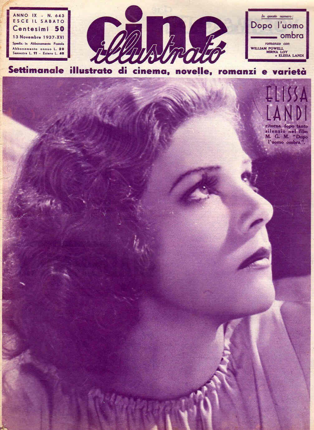 CINE ILLUSTRATO magazine side cover Issue 643 13 November 1937