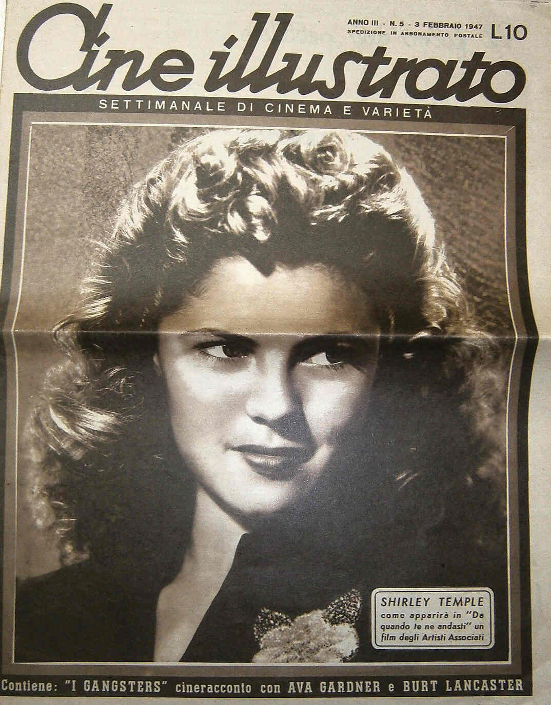 CINE ILLUSTRATO magazine side cover Issue 5 3 February 1947