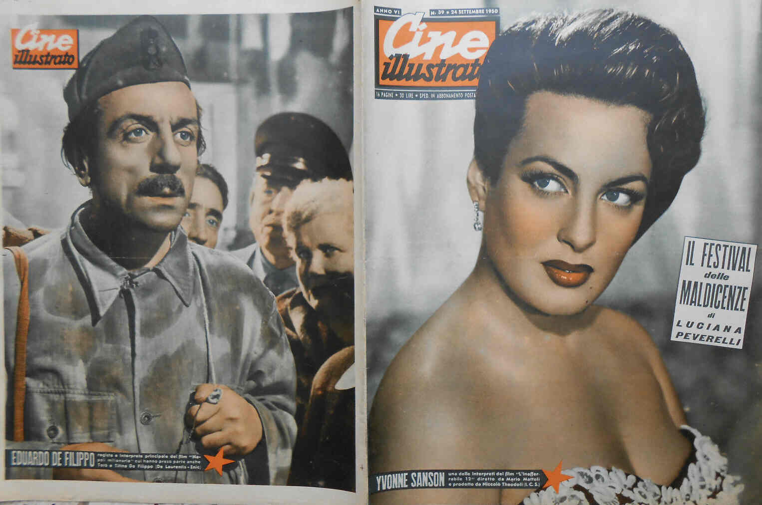 CINE ILLUSTRATO magazine side cover Issue 39 24 September 1950