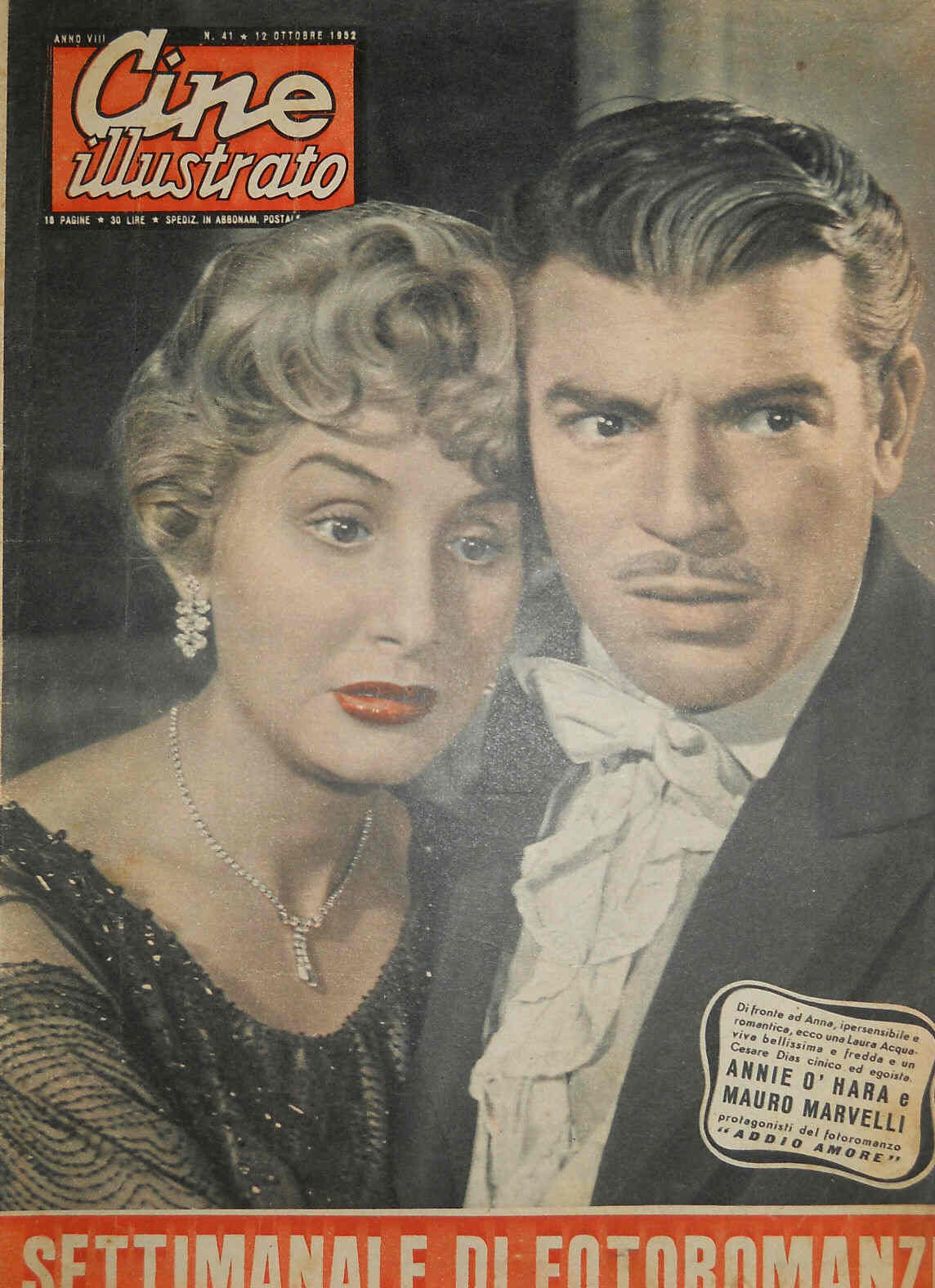 CINE ILLUSTRATO magazine side cover Issue 41 12 October 1952