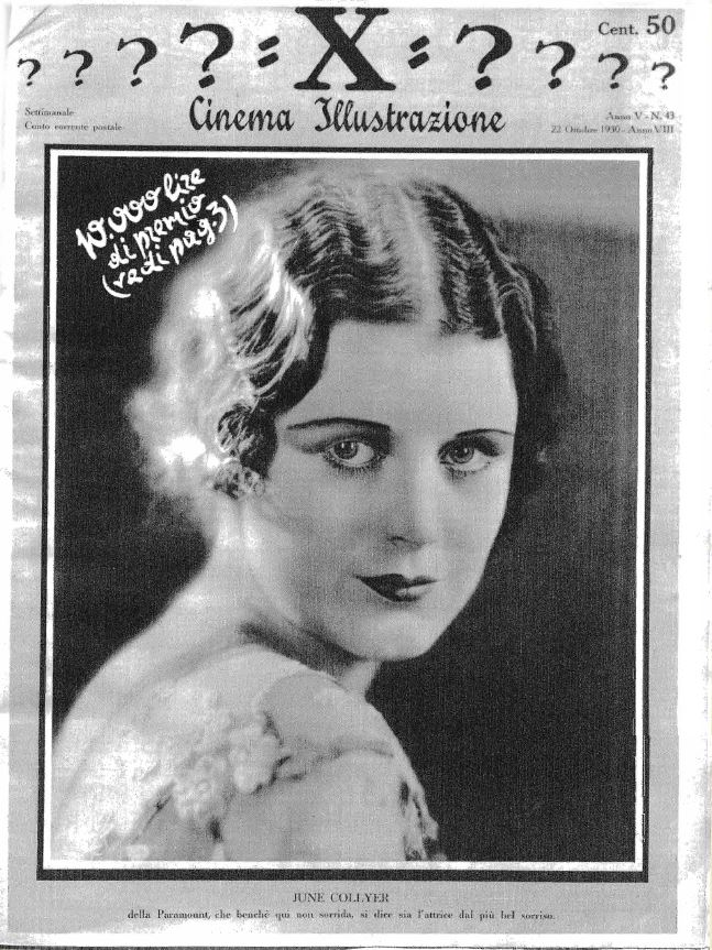 CINEMA ILLUSTRAZIONE magazine side cover Issue 43 22 October 1930