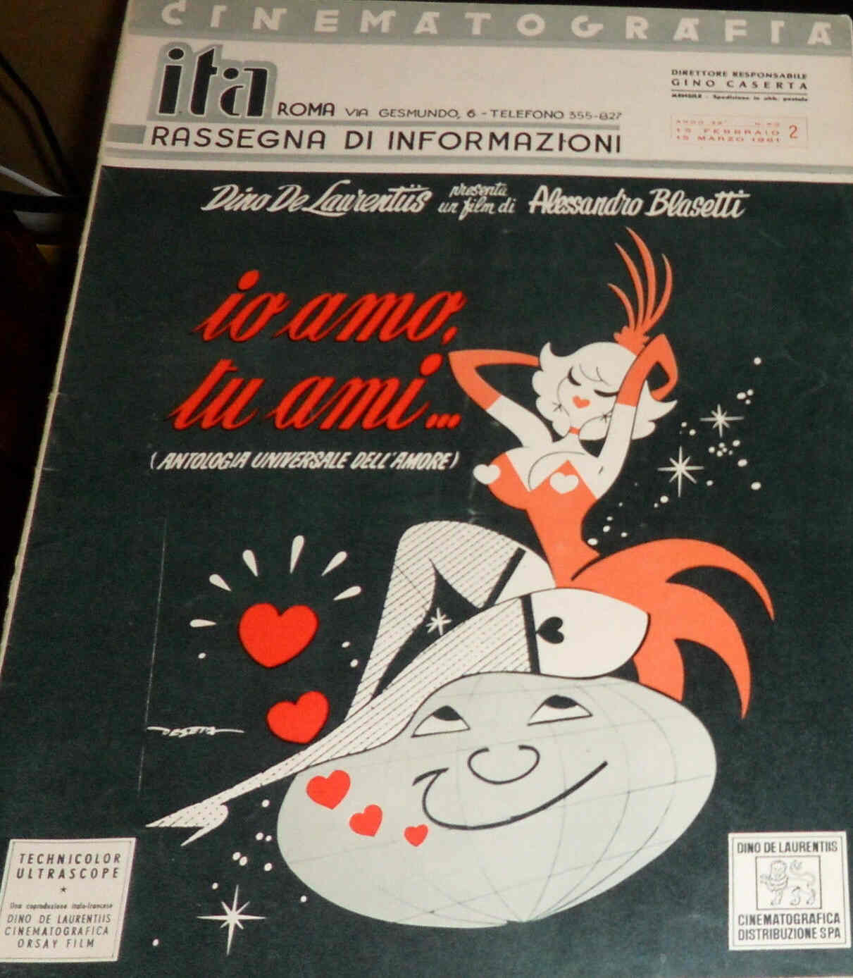 CINEMATOGRAFIA ITA magazine side cover February/March 1961
