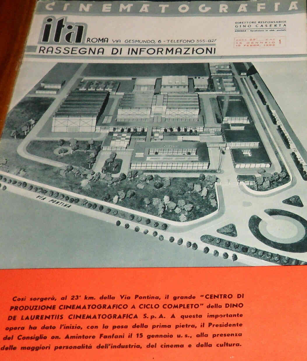 CINEMATOGRAFIA ITA magazine side cover January/February 1962