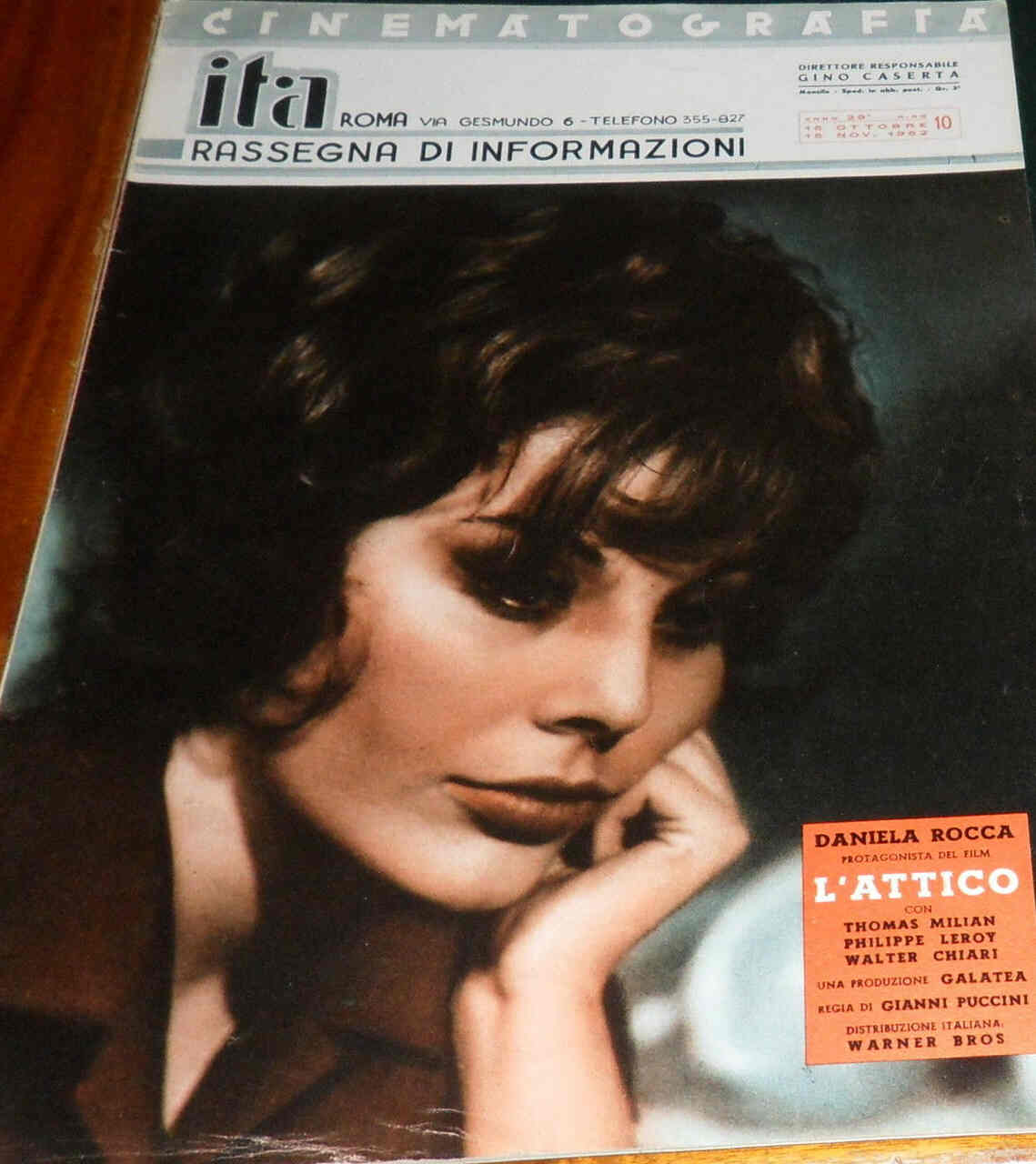 CINEMATOGRAFIA ITA magazine side cover October/November 1962