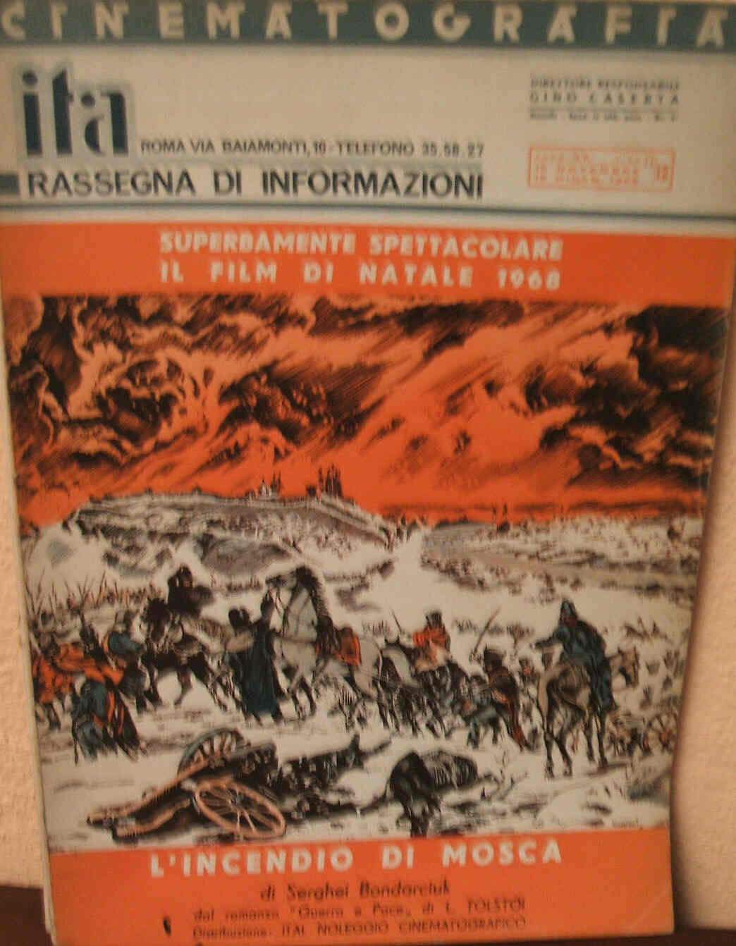 CINEMATOGRAFIA ITA magazine side cover November/December 1968
