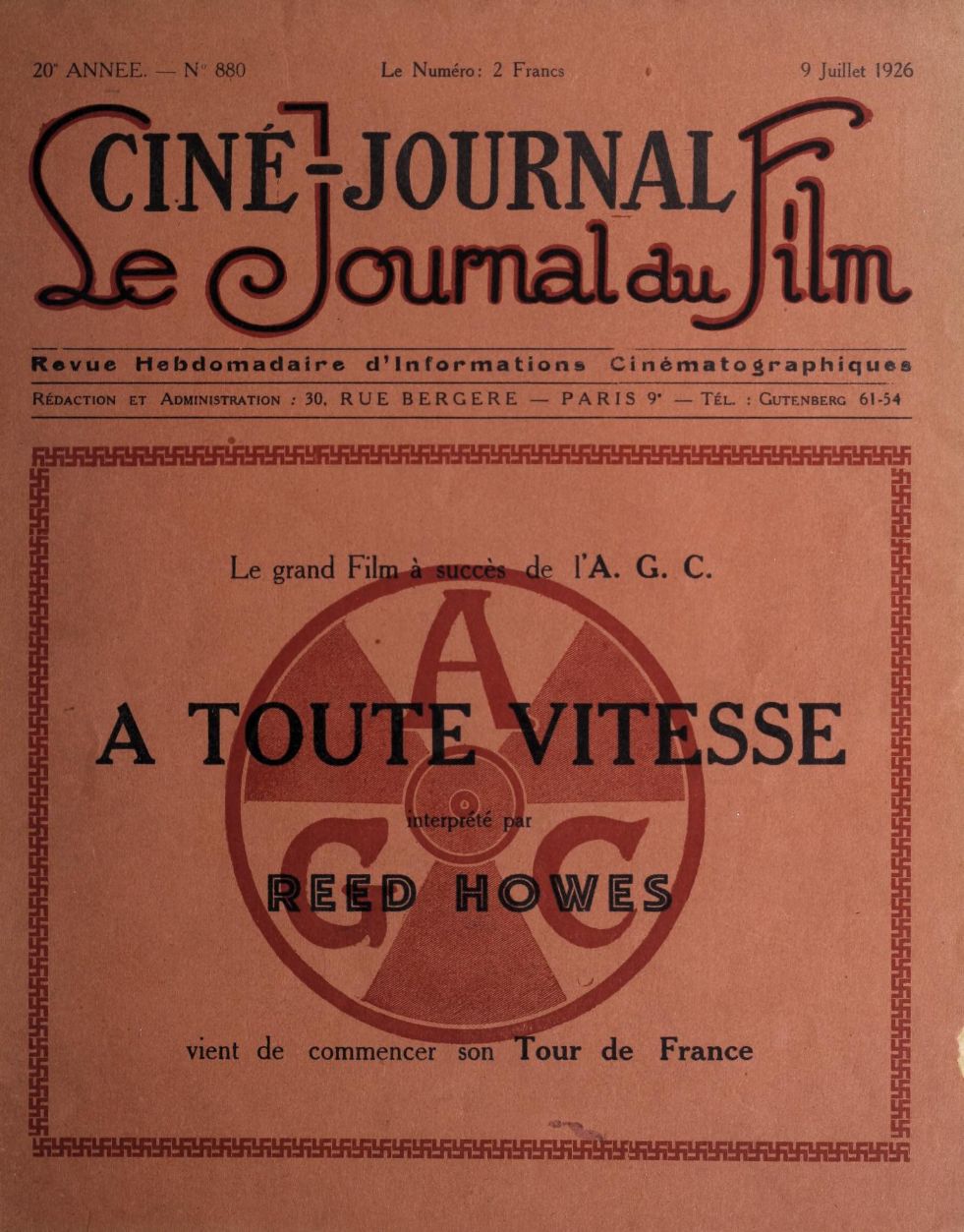 CINE-JOURNAL, LE JOURNAL DU FILM magazine side cover Issue 880 9 July 1926