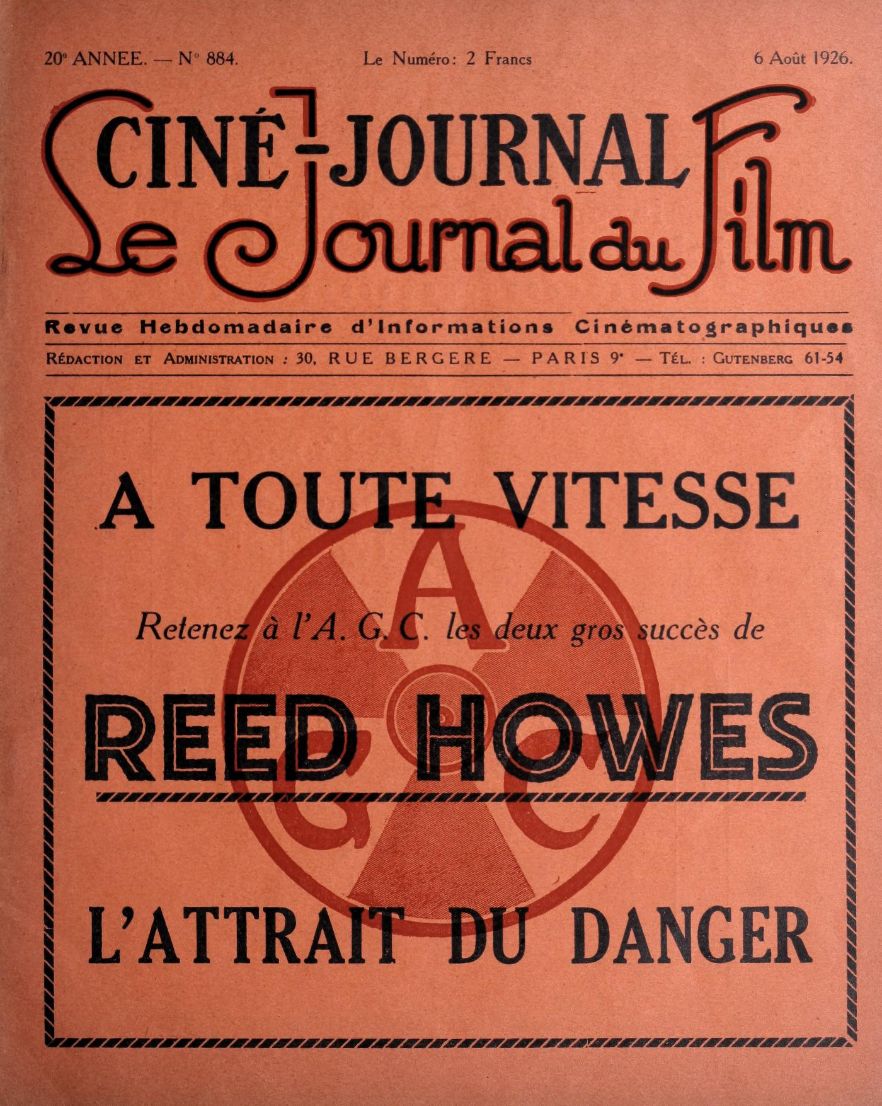 CINE-JOURNAL, LE JOURNAL DU FILM magazine side cover Issue 884 6 August 1926