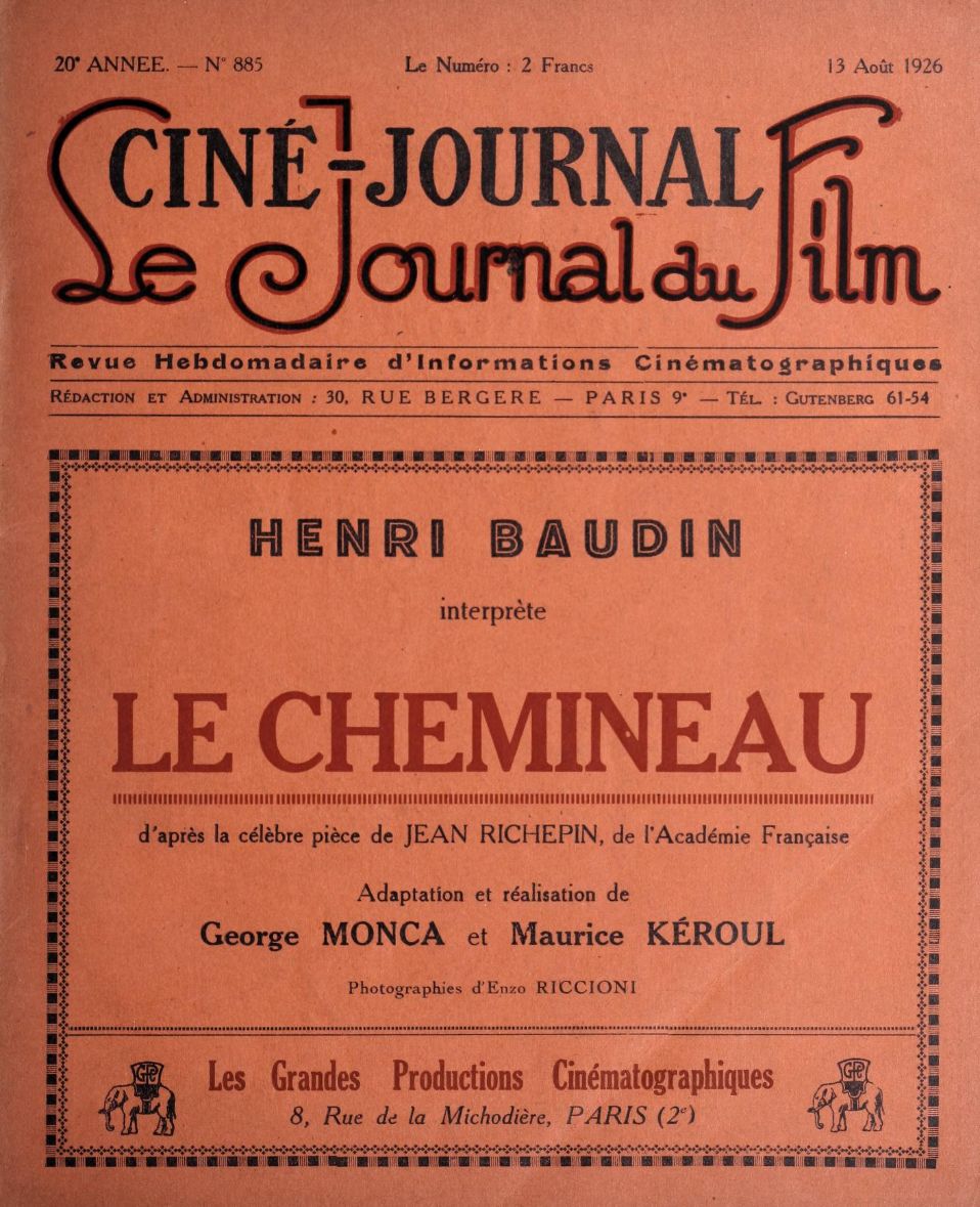 CINE-JOURNAL, LE JOURNAL DU FILM magazine side cover Issue 885 13 August 1926