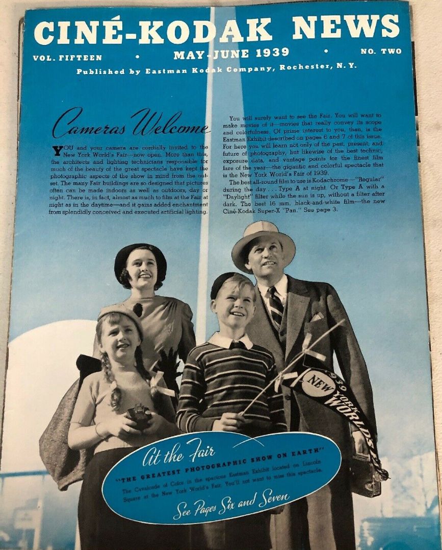 CINE-KODAK NEWS magazine side cover  Vol 15 No  2  May/June 1939