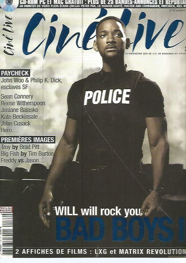 CINE LIVE magazine side cover Issue 72 October 2003