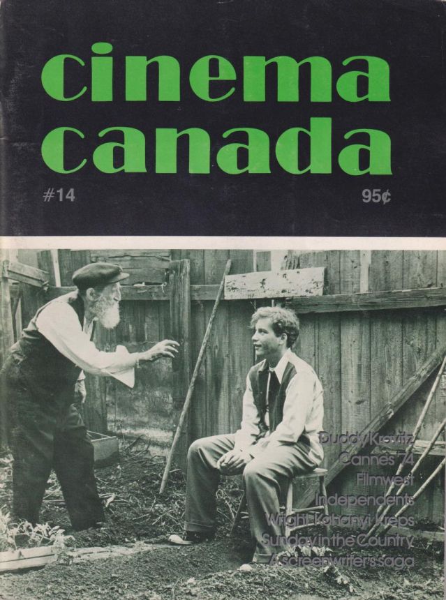 CINEMA CANADA magazine side cover Issue 14 June/July 1974