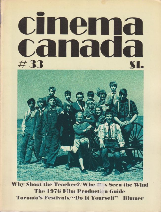 CINEMA CANADA magazine side cover Issue 33  1976