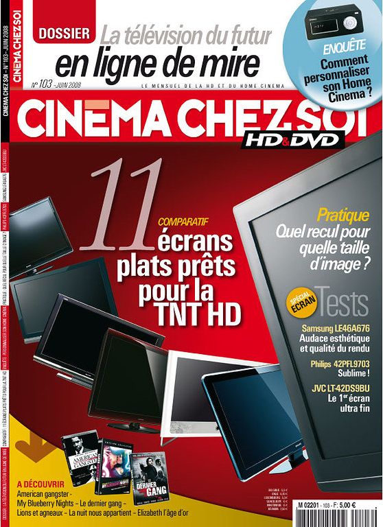 CINEMA CHEZ SOI magazine side cover Issue 103 June 2008