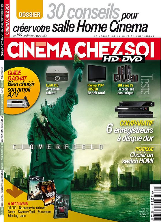 CINEMA CHEZ SOI magazine side cover Issue 105 September 2008