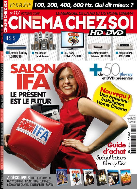CINEMA CHEZ SOI magazine side cover Issue 117 October 2009