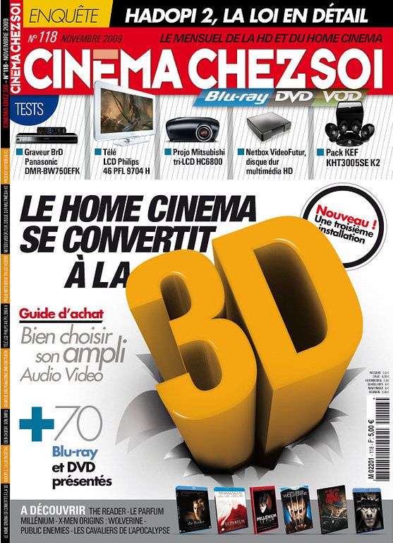 CINEMA CHEZ SOI magazine side cover Issue 118 November 2009