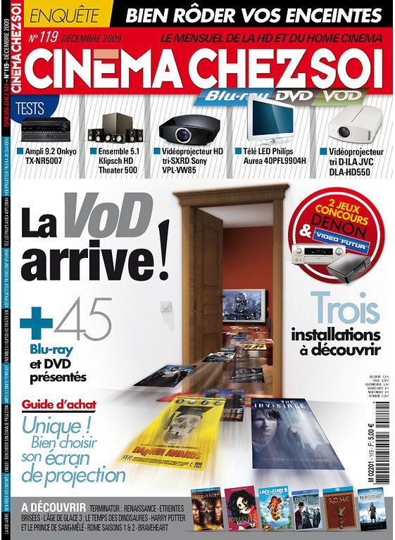 CINEMA CHEZ SOI magazine side cover Issue 119 December 2009
