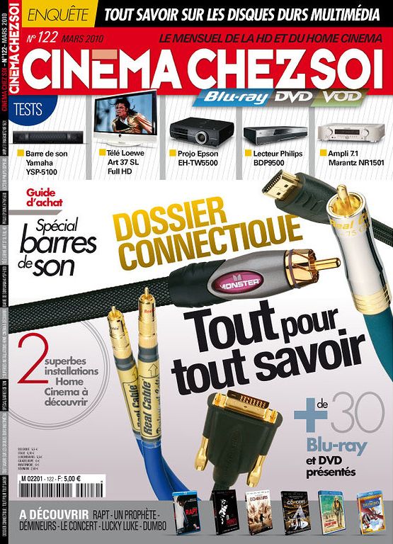 CINEMA CHEZ SOI magazine side cover Issue 122 March 2010