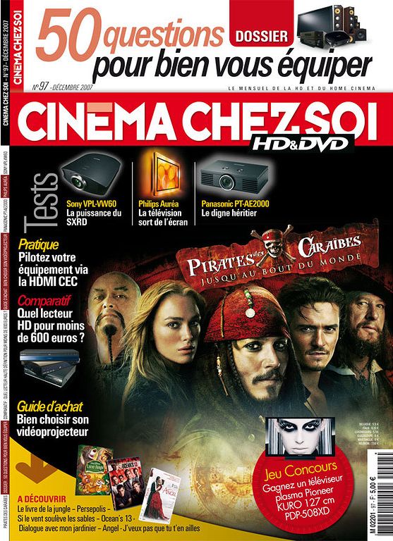 CINEMA CHEZ SOI magazine side cover Issue 97 December 2007