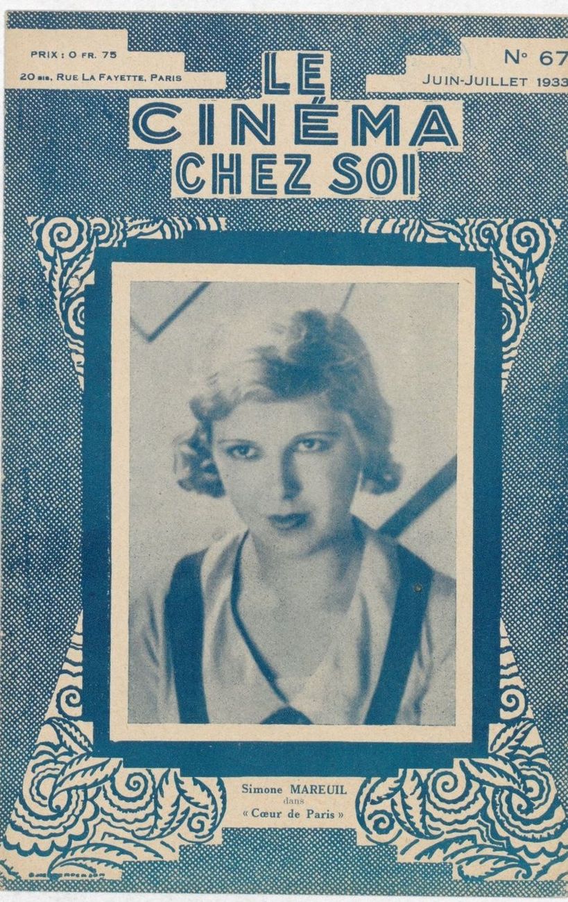 CINEMA CHEZ SOI | LE (20s-40s) magazine side cover Issue 67 June/July 1933