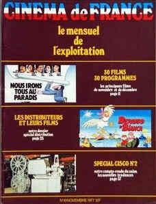 CINEMA DE FRANCE magazine side cover Issue 19 November 1977