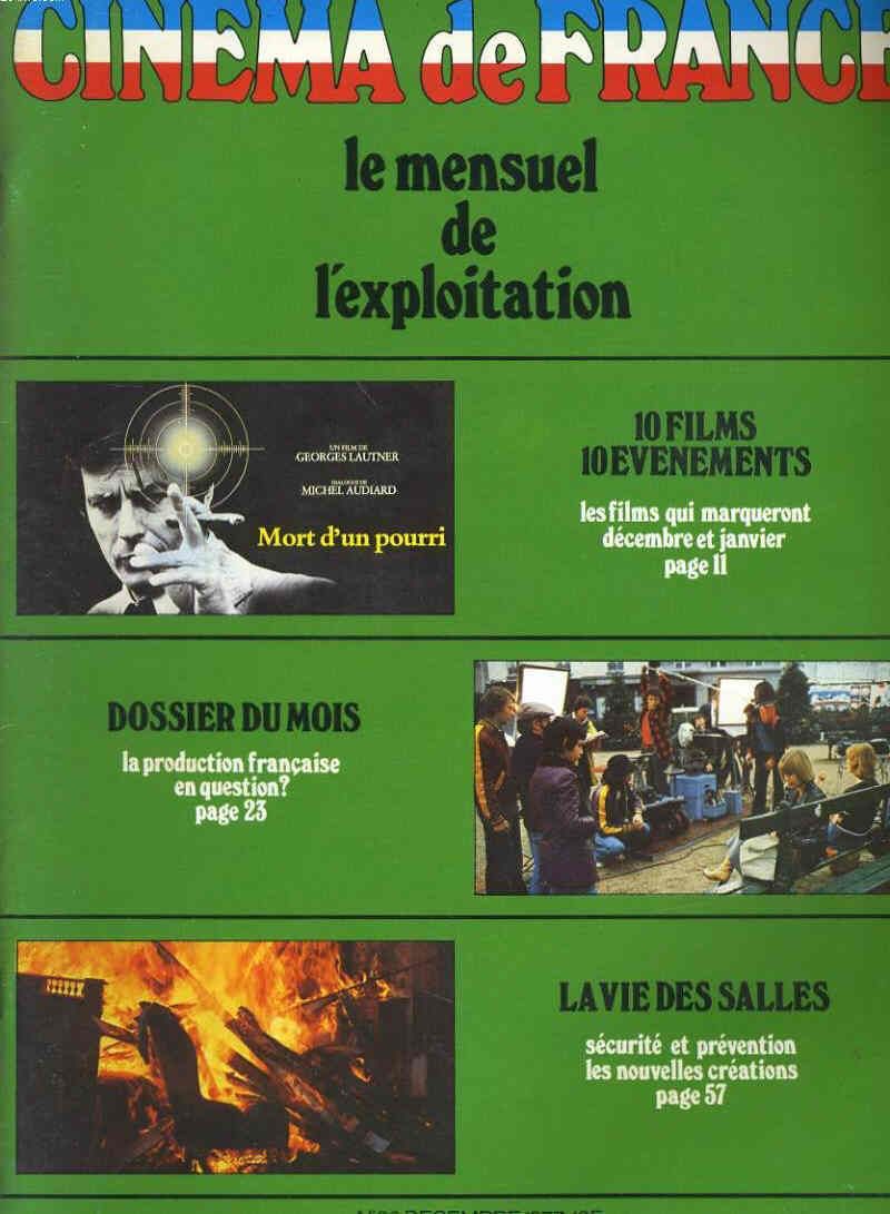 CINEMA DE FRANCE magazine side cover Issue 20 December 1977