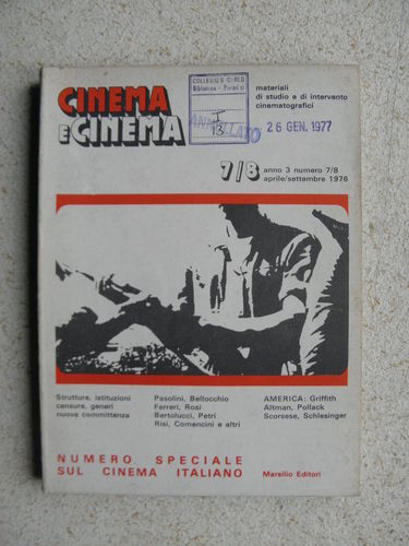 CINEMA E CINEMA magazine side cover Issue 7/8 April-September 1976