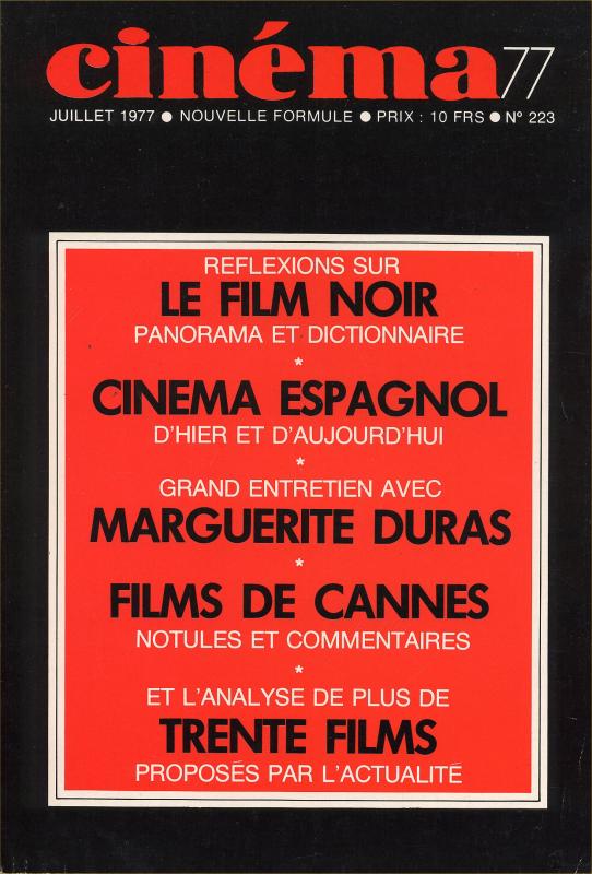CINEMA (50s-90s Fr) magazine side cover Issue 223  1977