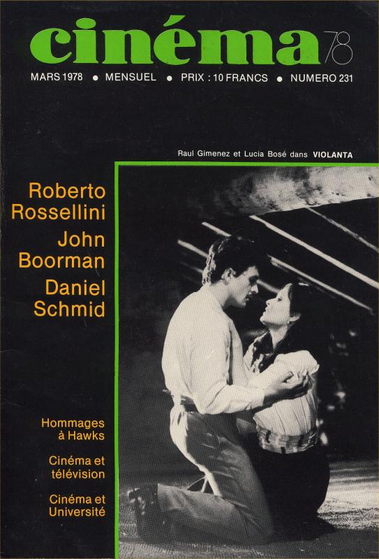 CINEMA (50s-90s Fr) magazine side cover Issue 231  1978
