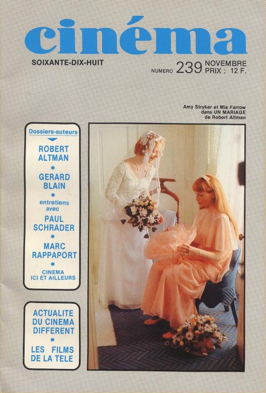 CINEMA (50s-90s Fr) magazine side cover Issue 239  1978