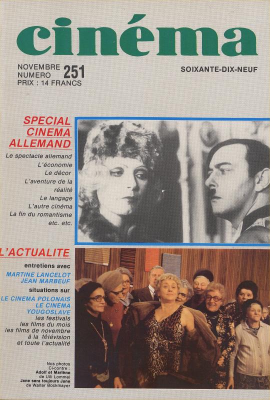 CINEMA (50s-90s Fr) magazine side cover Issue 251  1979