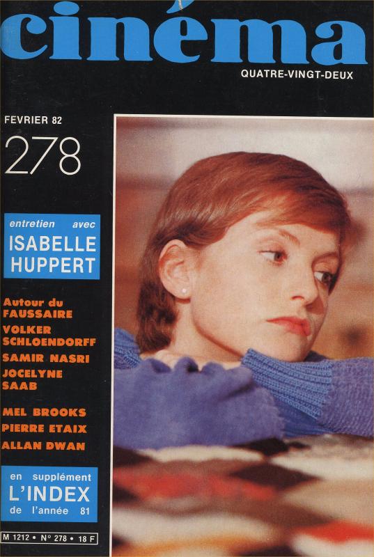 CINEMA (50s-90s Fr) magazine side cover Issue 278  1982