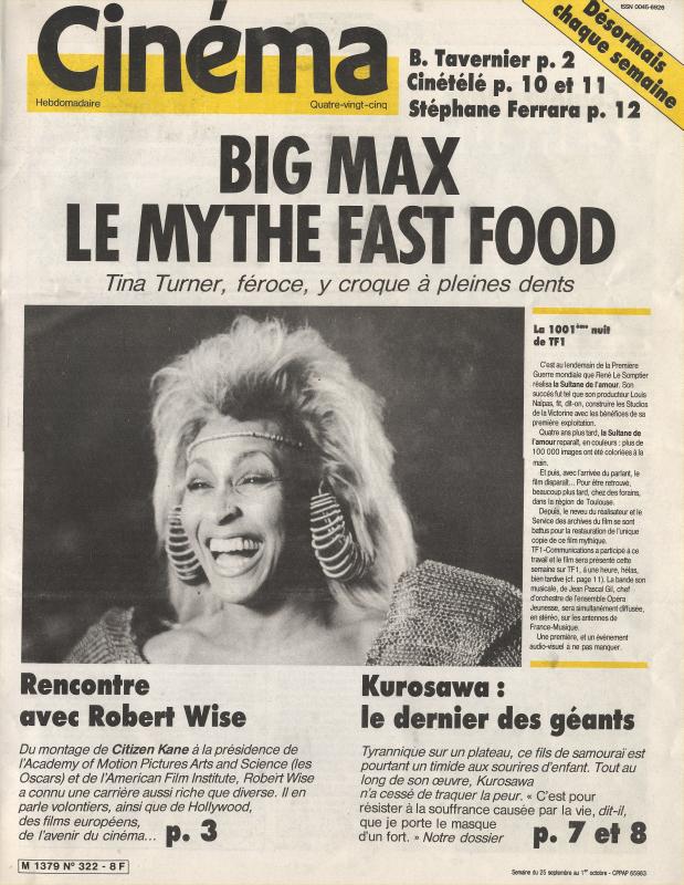 CINEMA (50s-90s Fr) magazine side cover Issue 322  1985