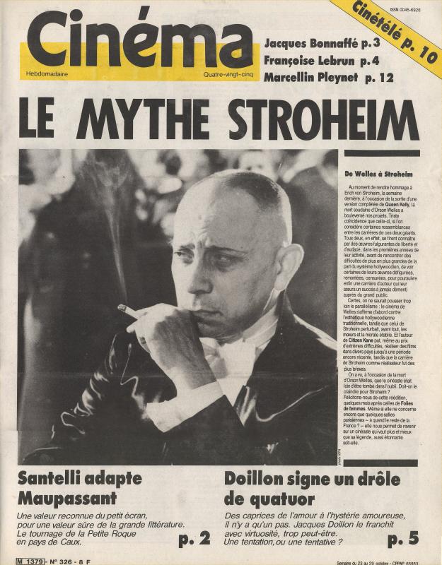 CINEMA (50s-90s Fr) magazine side cover Issue 326  1985