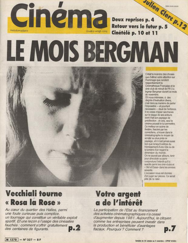 CINEMA (50s-90s Fr) magazine side cover Issue 327  1985