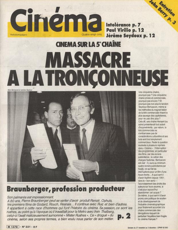CINEMA (50s-90s Fr) magazine side cover Issue 331  1985