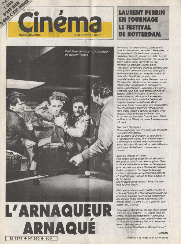 CINEMA (50s-90s Fr) magazine side cover Issue 390  1987