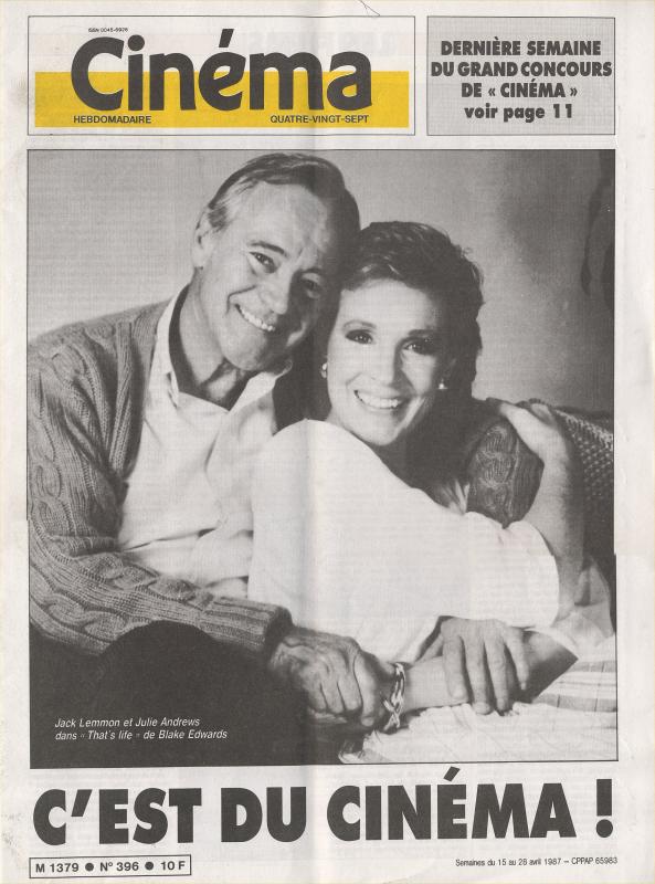 CINEMA (50s-90s Fr) magazine side cover Issue 396  1987