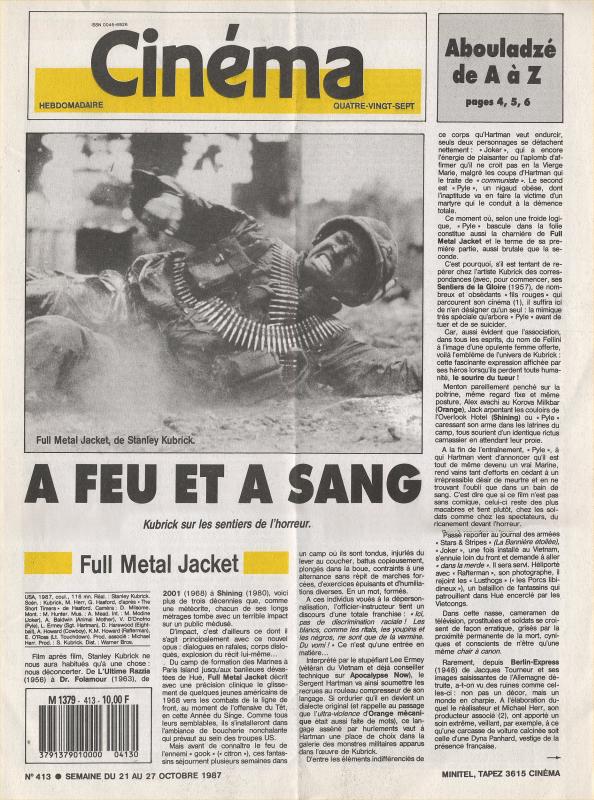 CINEMA (50s-90s Fr) magazine side cover Issue 413  1987